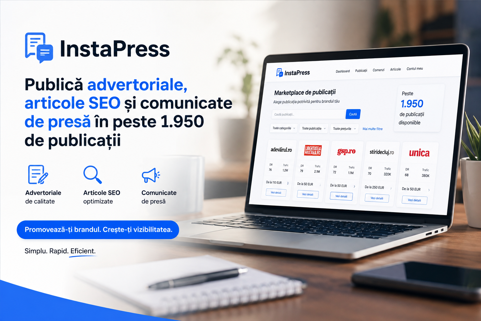InstaPress – Platformă pentru publicarea de advertoriale, articole SEO și comunicate de presă